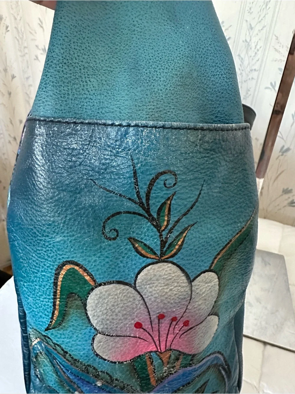 Anuschka Hand-Painted Floral Leather Shoulder Bag